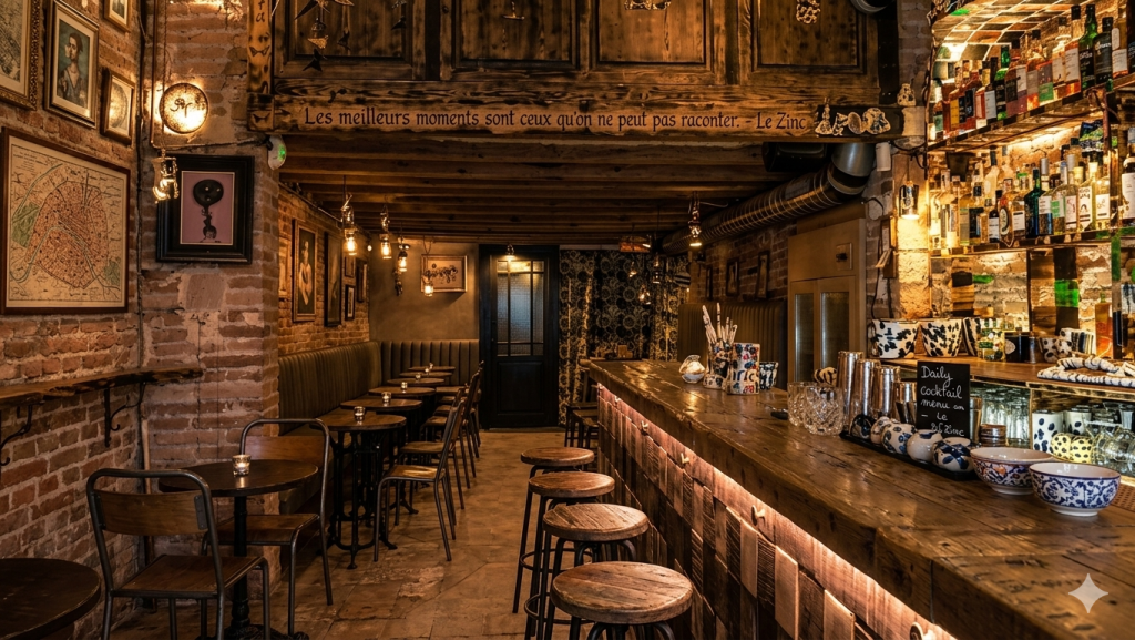 Intérieur d'un bar à cocktails historique et abordable à côté du quartier gothique de Barcelone. Une expérience authentique et peu coûteuse à inclure dans une liste de 15 choses à faire à Barcelone avec un budget limité