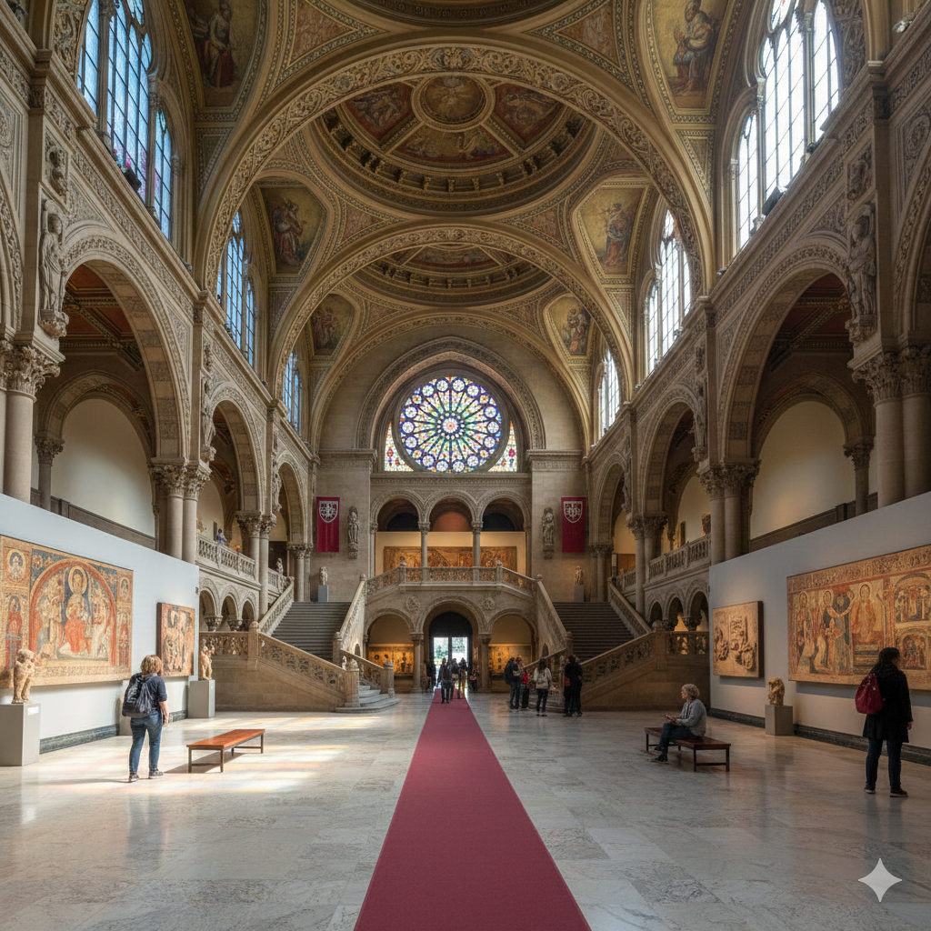 Vue de l'intérieur du Musée National d'Art de Catalogne (MNAC), l'une des choses à faire à Barcelone avec un budget limité pour découvrir l'art roman et gothique.