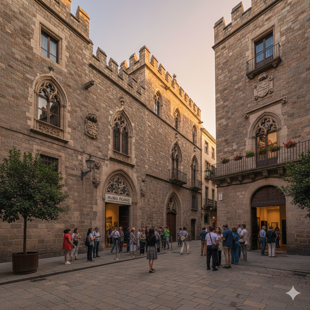 Entrée du Musée Picasso à Barcelone dans le quartier gothique, illustrant les visites culturelles gratuites et les bons plans de la liste des 15 choses à faire à Barcelone pas cher.