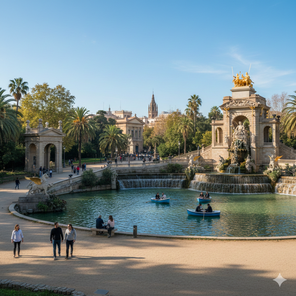 Cascade Monumentale du Parc de la Ciutadella avec ses dorures et fontaines à Barcelone.