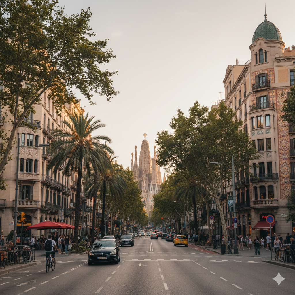 Quartier d'Eixample, où vous pourrez regarder gratuitement la Sagrada Famiglia de l'extérieur