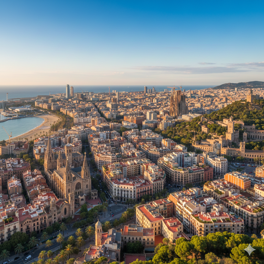 Vue aérienne des quartiers de Barcelone